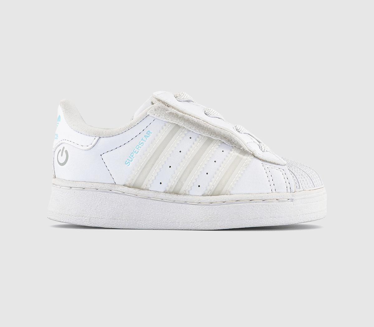adidasSuperstar Infant TrainersWhite Whtie White Led Light