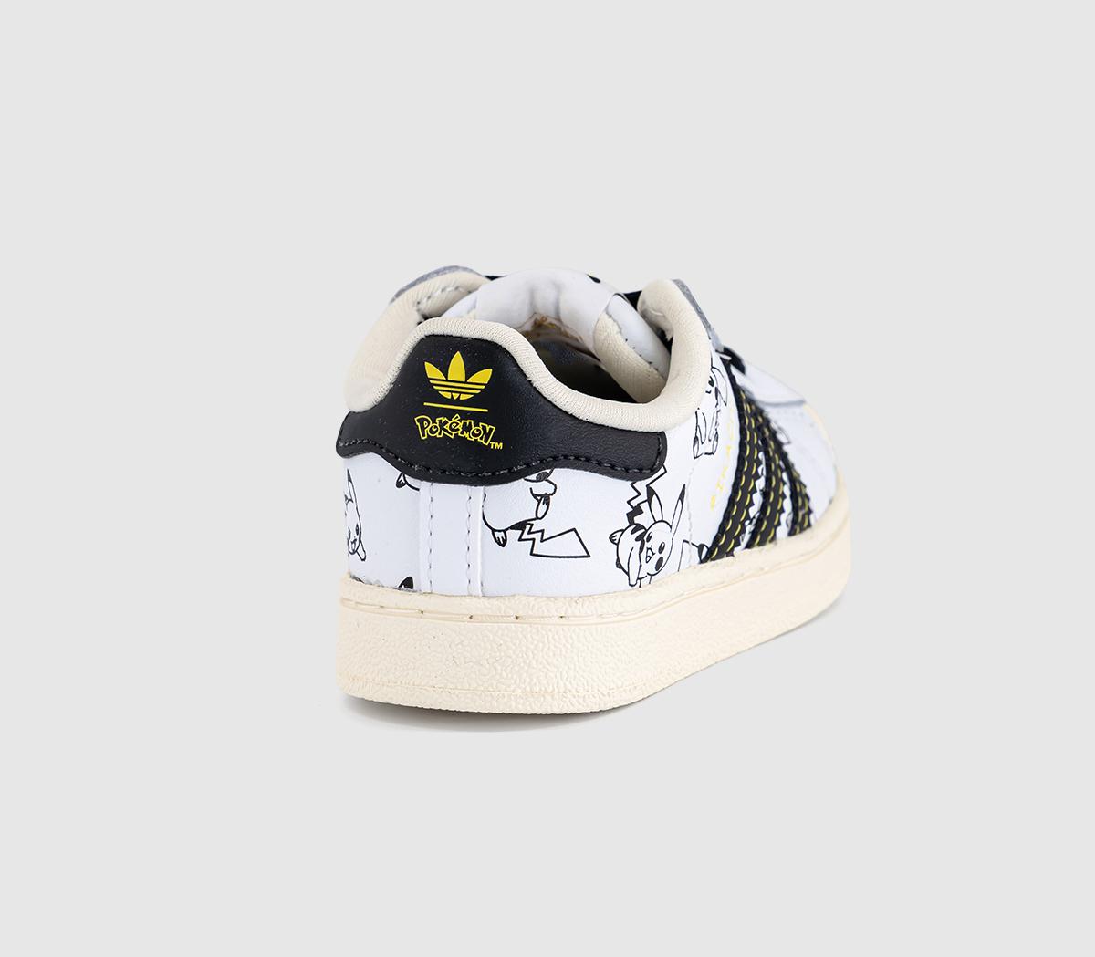 adidasSuperstar Infant 2-9 TrainersPokemon White Black Gold Metallic