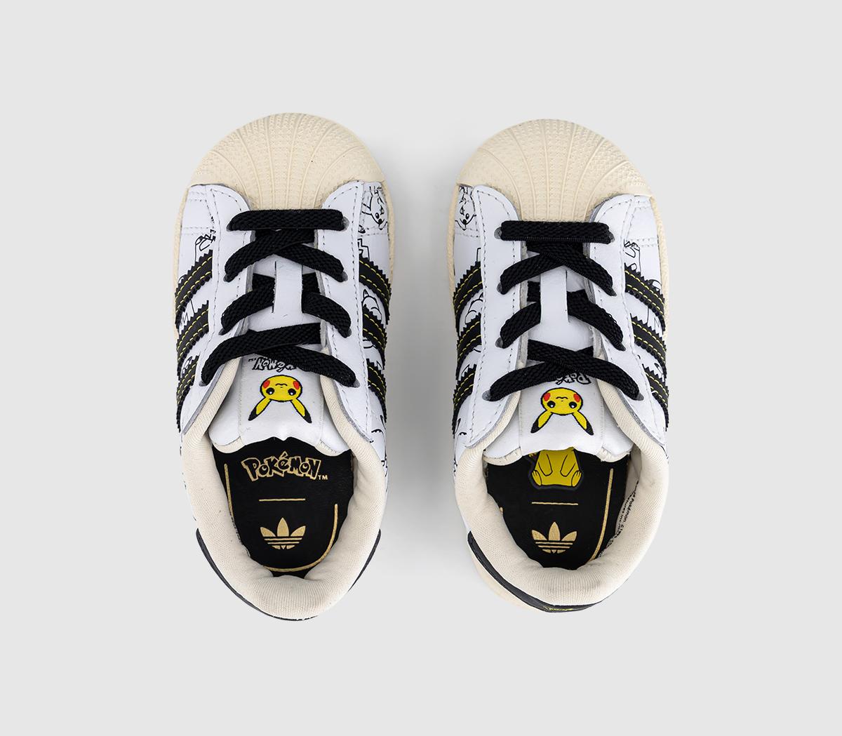adidasSuperstar Infant 2-9 TrainersPokemon White Black Gold Metallic