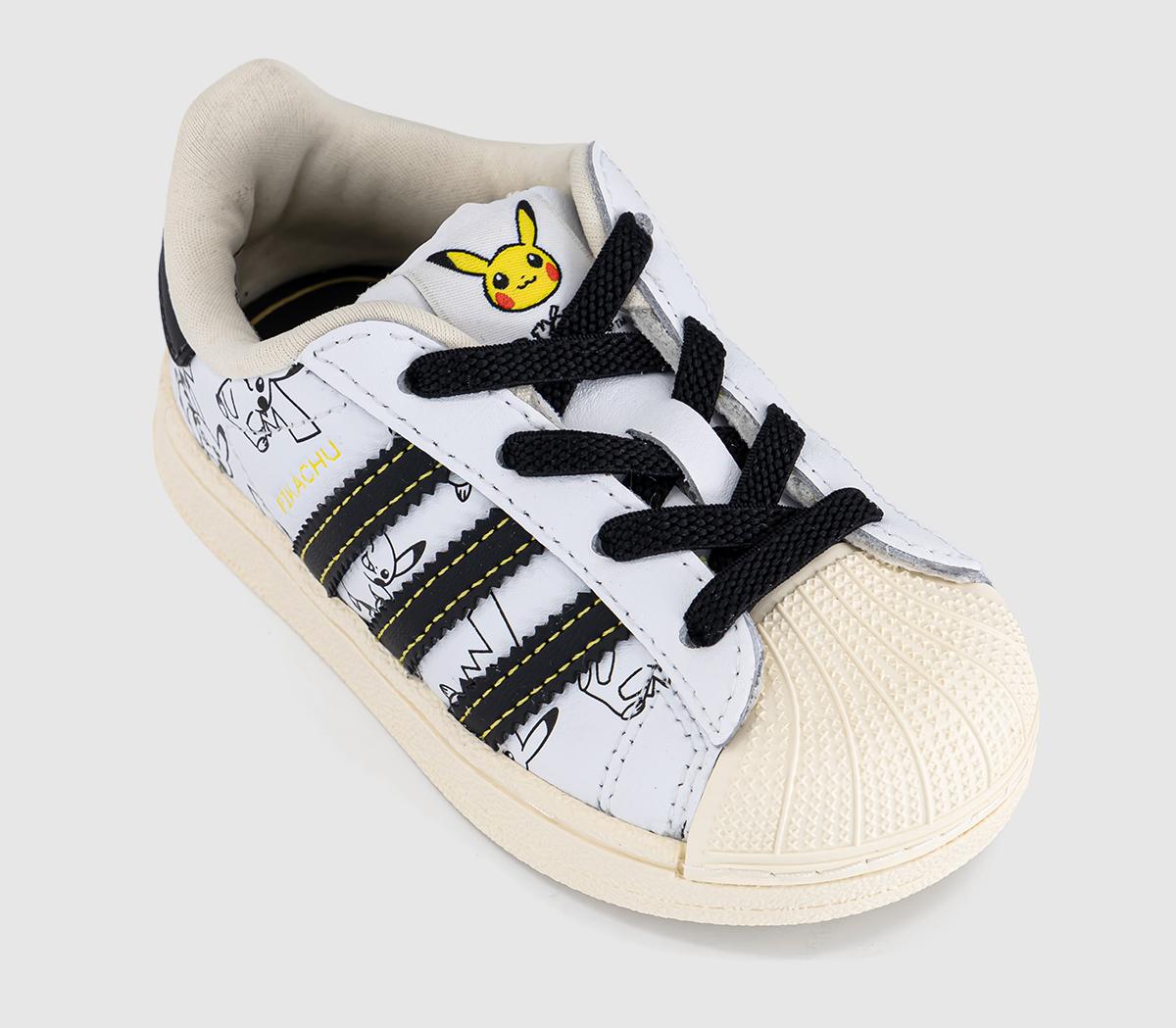 adidasSuperstar Infant 2-9 TrainersPokemon White Black Gold Metallic