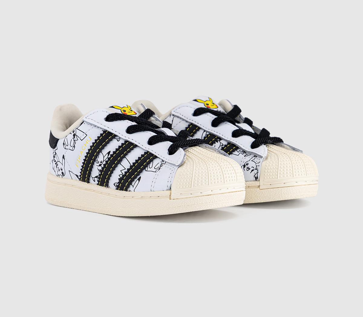 adidasSuperstar Infant 2-9 TrainersPokemon White Black Gold Metallic