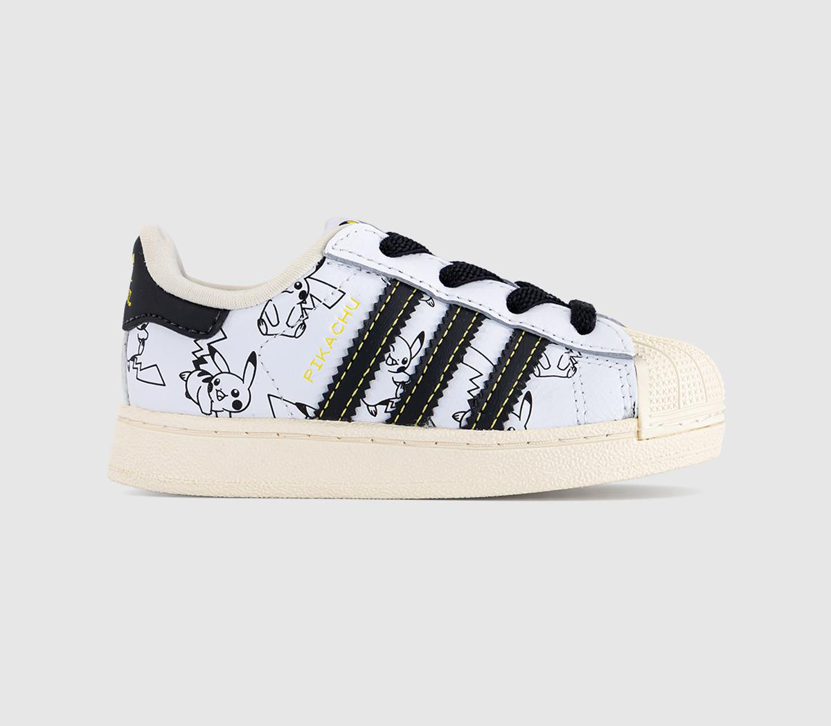 adidasSuperstar Infant 2-9 TrainersPokemon White Black Gold Metallic