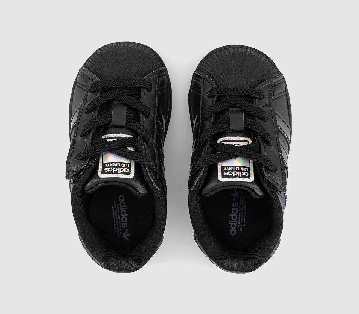 adidasSuperstar Infant TrainersBlack Black Preloved Violet Led Light
