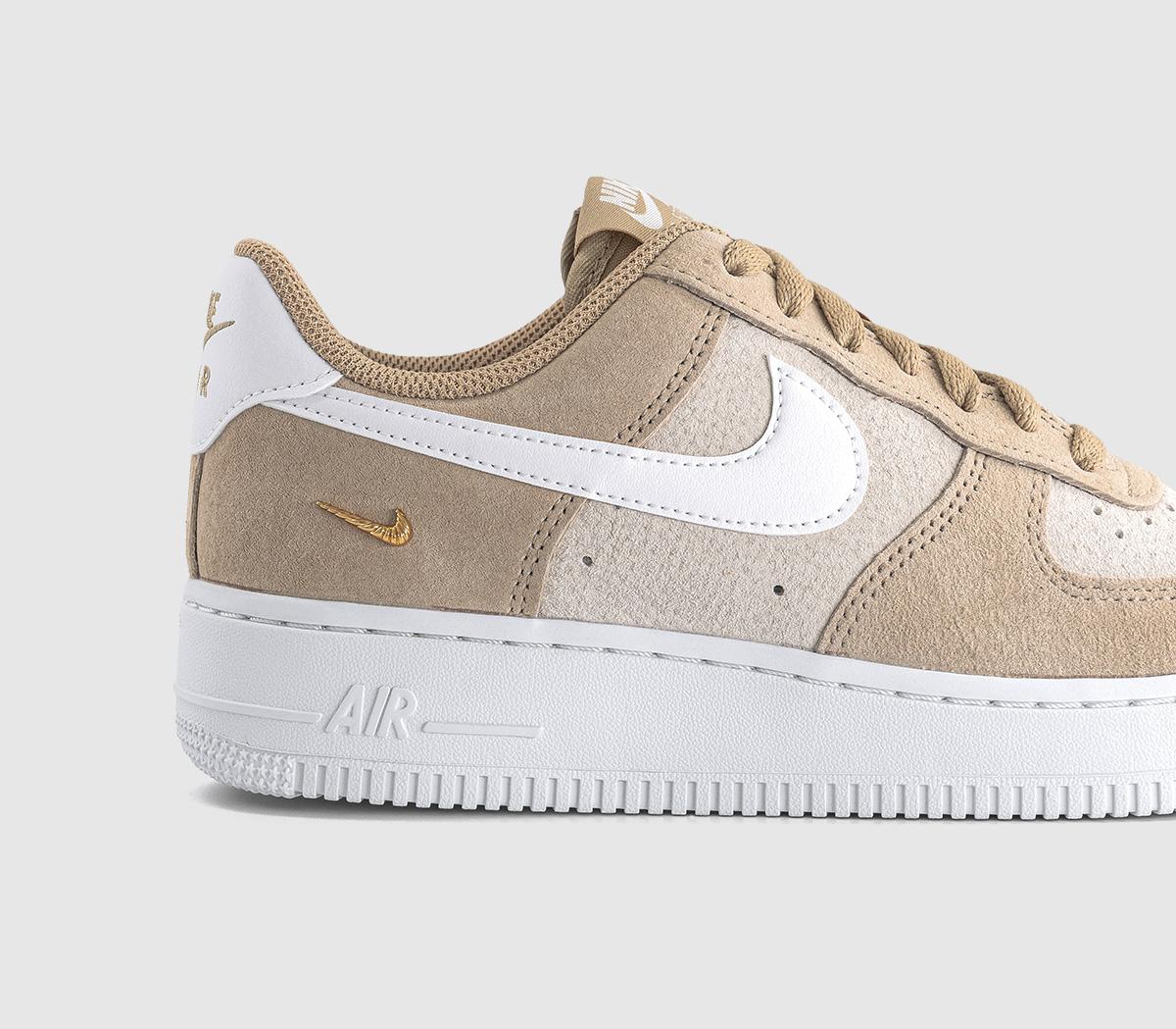 NikeAir Force 1 Lo W TrainersLinen White Sanddrift Metallic Gold