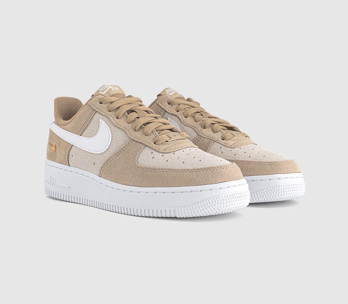 NikeAir Force 1 Lo W TrainersLinen White Sanddrift Metallic Gold