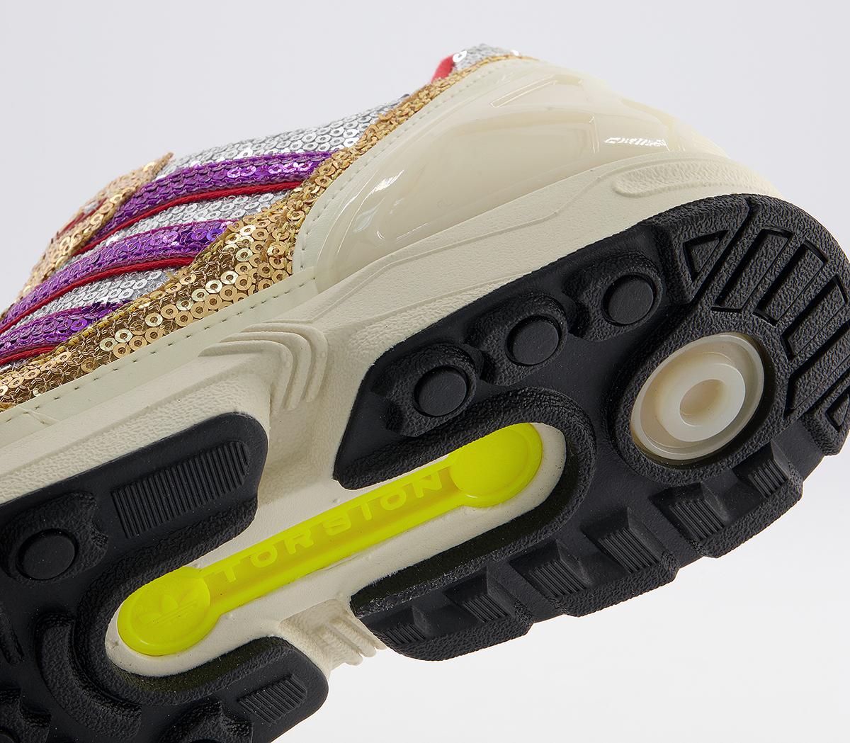 adidas Zx 6000 Trainers Gold Silver Purple Sequin - Women's