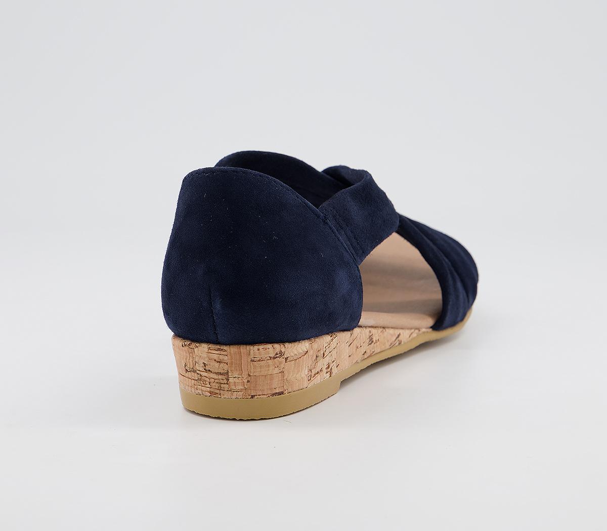 OFFICE Hallie Cross Strap Espadrilles Navy Suede With Cork Sole Women