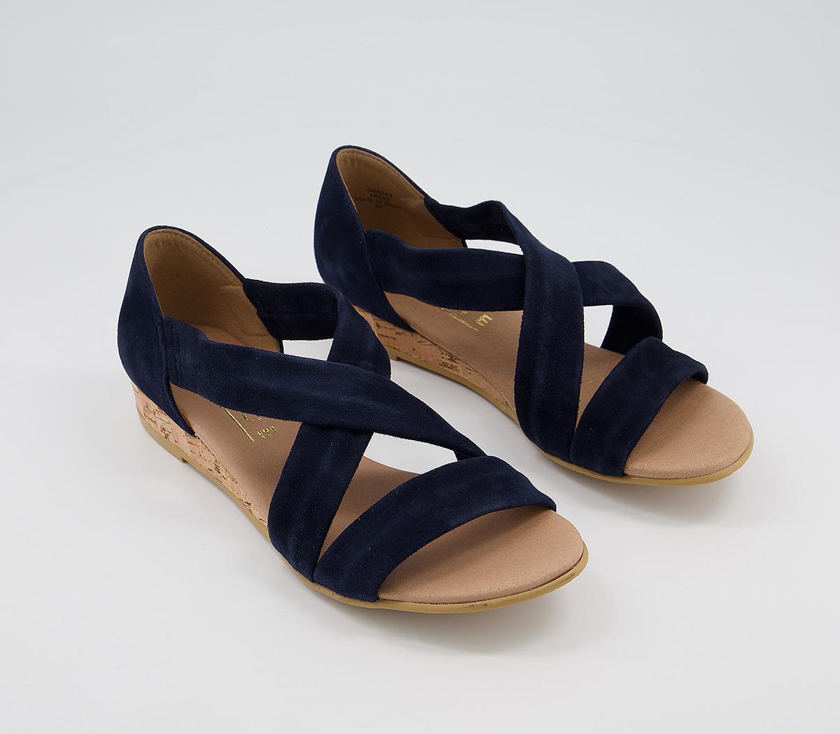 OFFICE Hallie Cross Strap Espadrilles Navy Suede With Cork Sole - Women ...