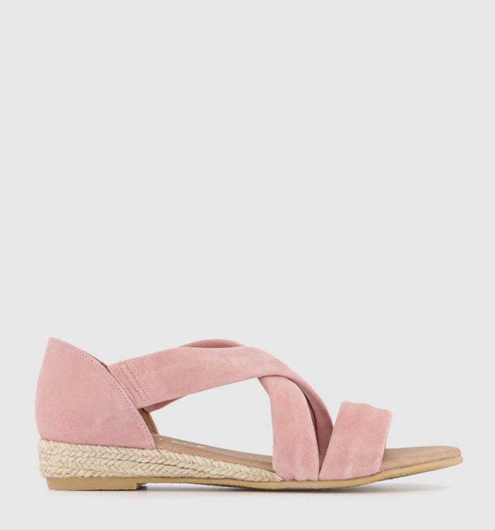 Office maiden pink on sale suede espadrille mid wedges