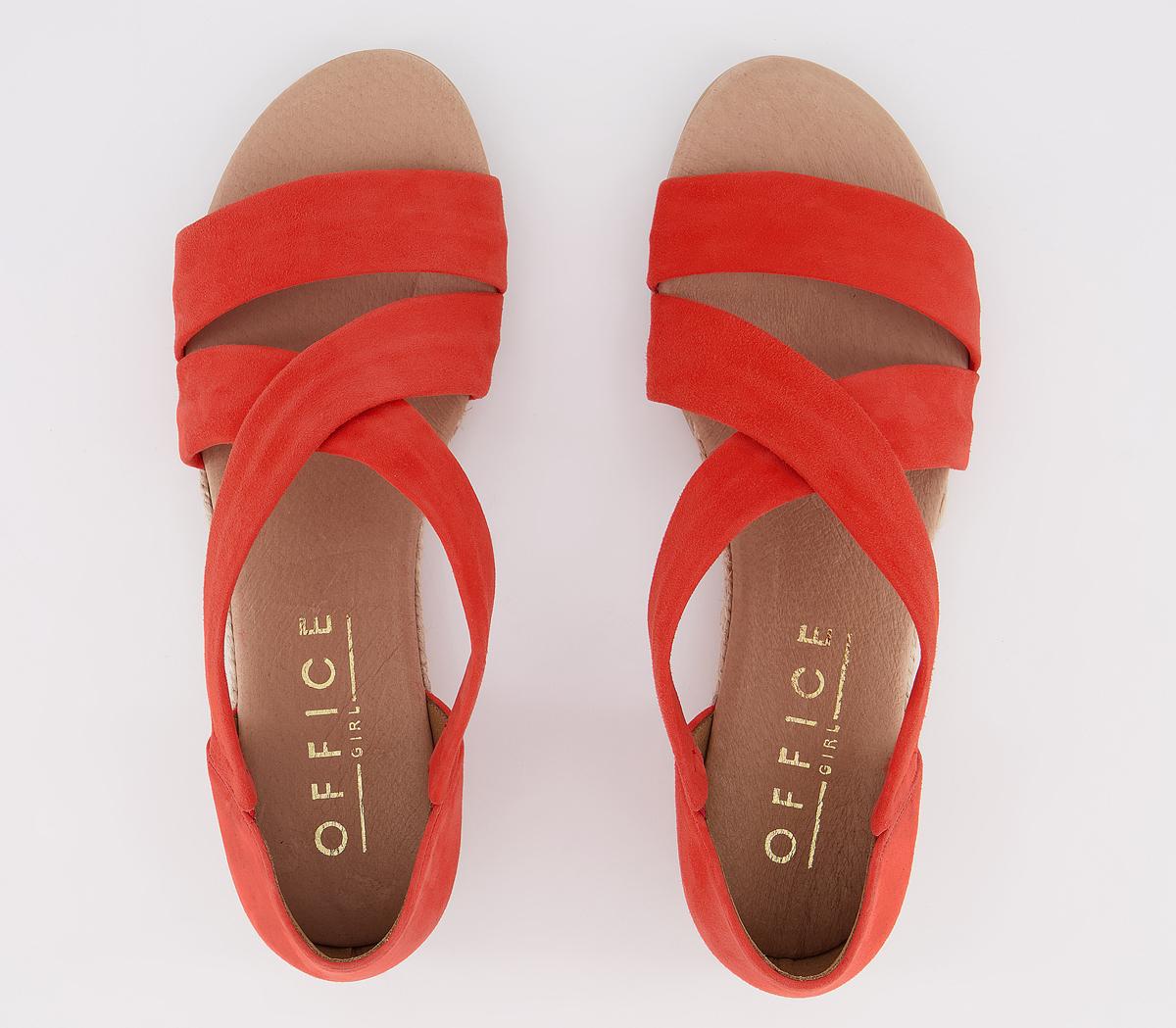 OFFICEHallie Cross Strap Espadrille SandalsCoral Suede