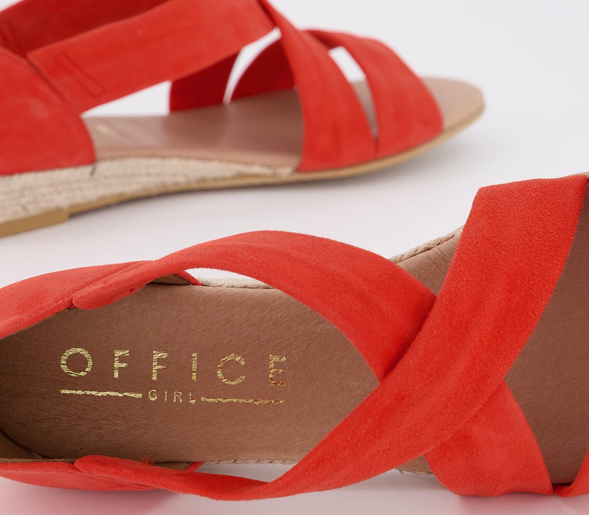OFFICEHallie Cross Strap Espadrille SandalsCoral Suede