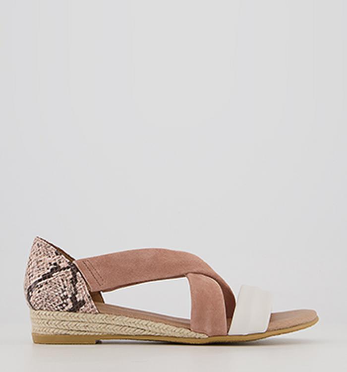 Office Hallie Cross Strap Espadrilles Nude Suede With Snake Mix