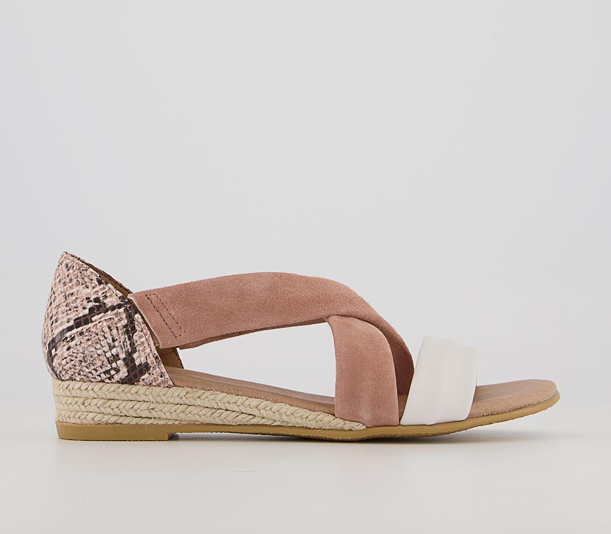 OfficeHallie Cross Strap EspadrillesNude Suede With Snake Mix