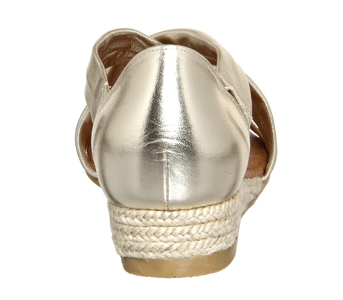 OFFICEHallie Cross Strap EspadrillesGold Metallic Leather