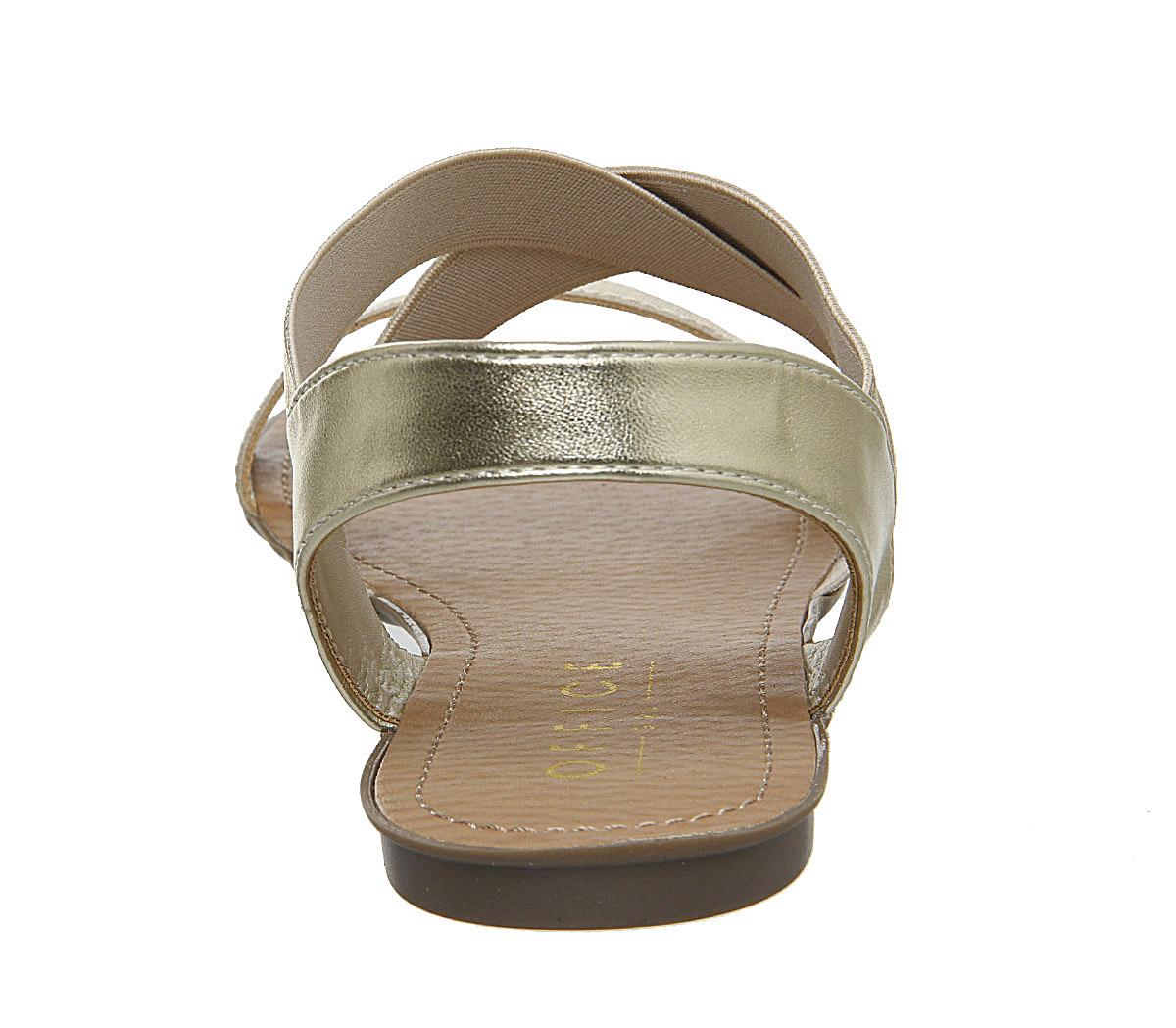 OFFICEOrbit Elastic Strap SandalsGold Glitter Elastic