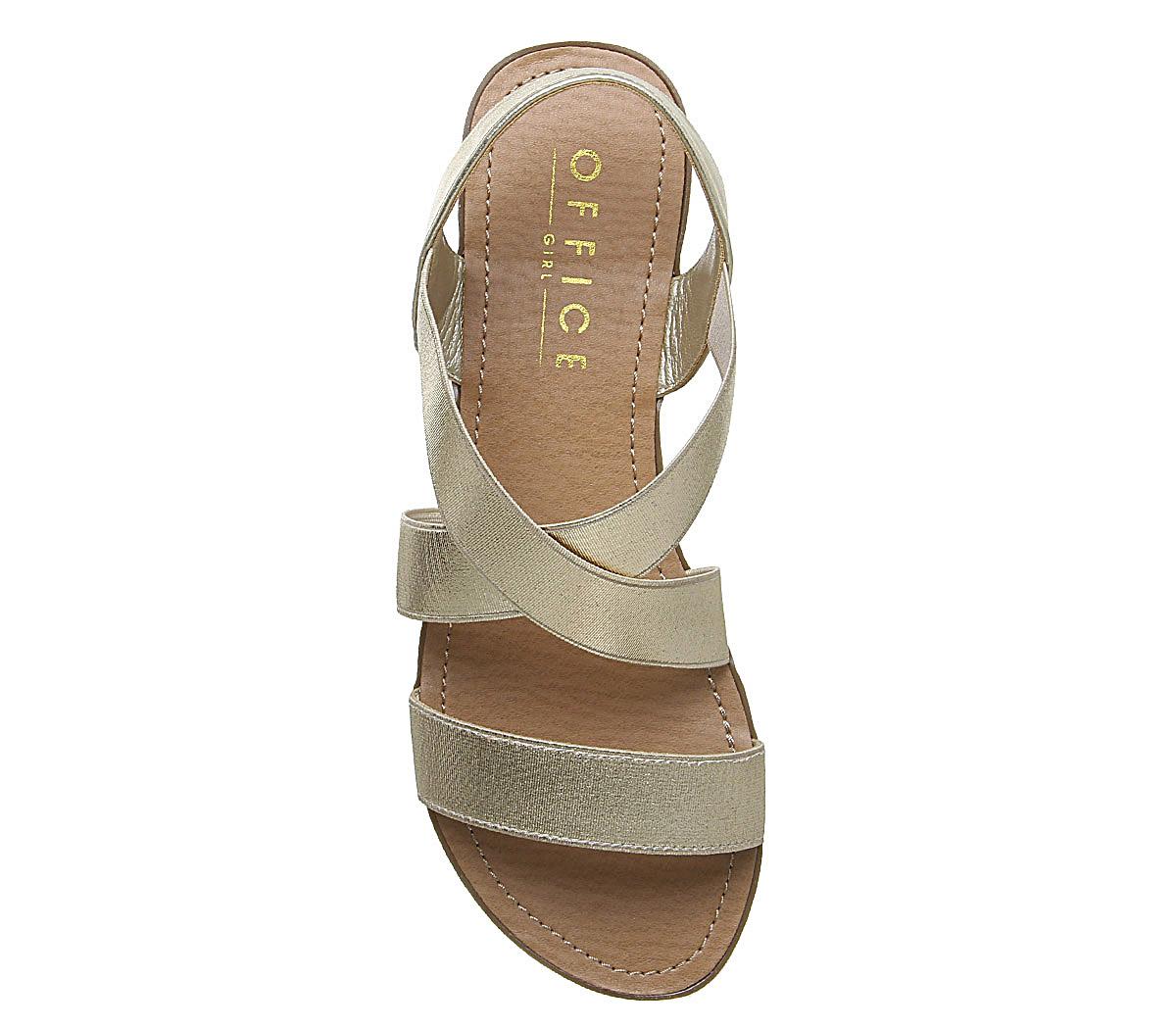 OFFICE Orbit Elastic Strap Sandals Gold Glitter Elastic Women’s Sandals