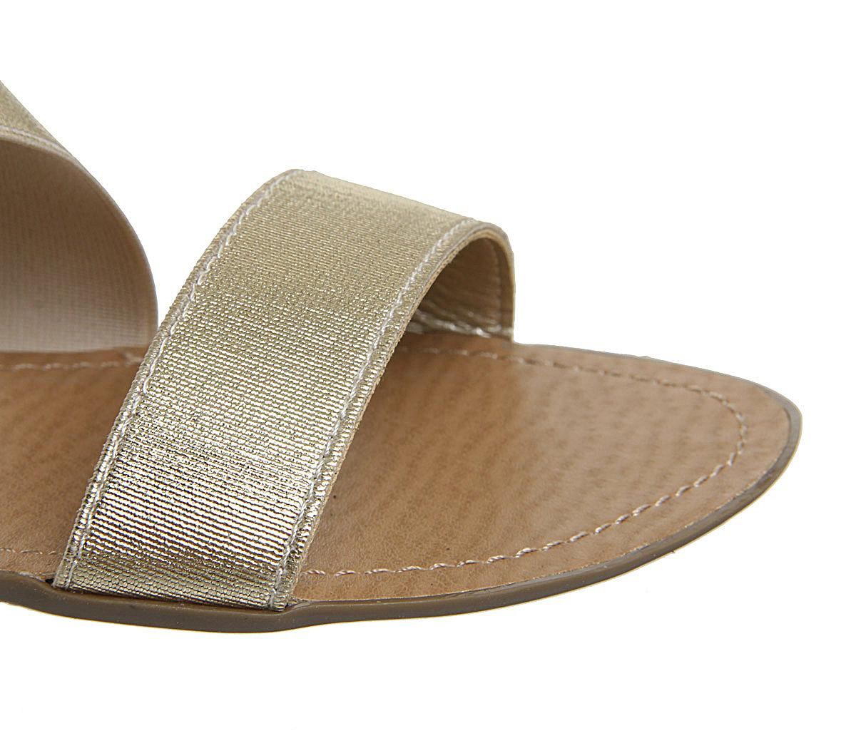 OFFICE Orbit Elastic Strap Sandals Gold Glitter Elastic Women’s Sandals