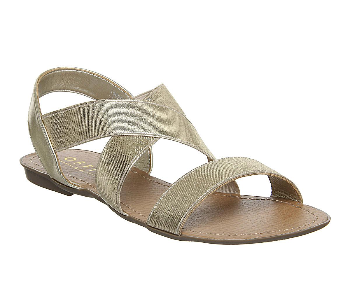 OFFICEOrbit Elastic Strap SandalsGold Glitter Elastic