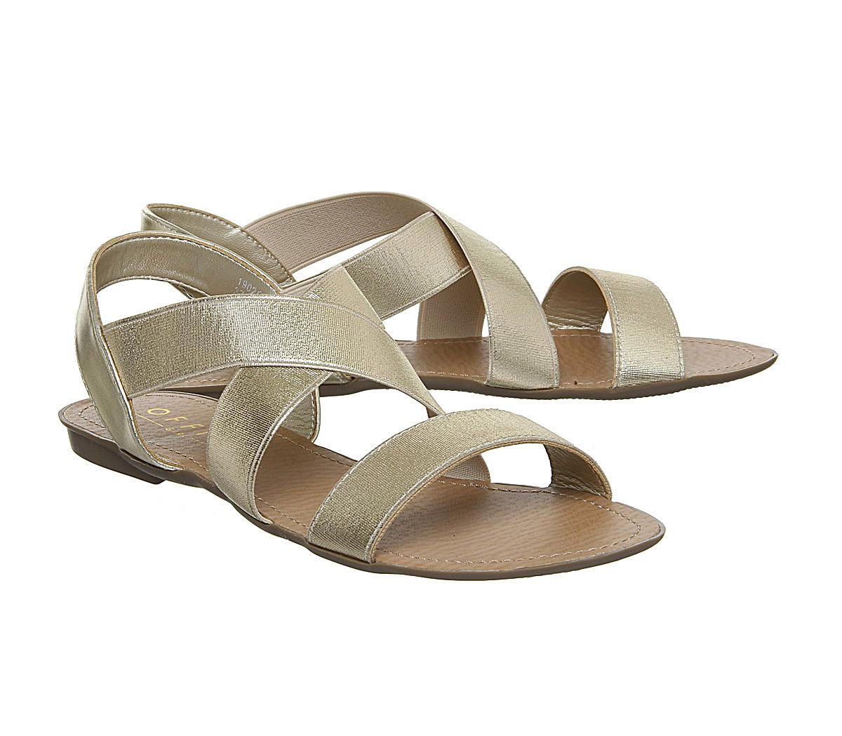 OFFICEOrbit Elastic Strap SandalsGold Glitter Elastic