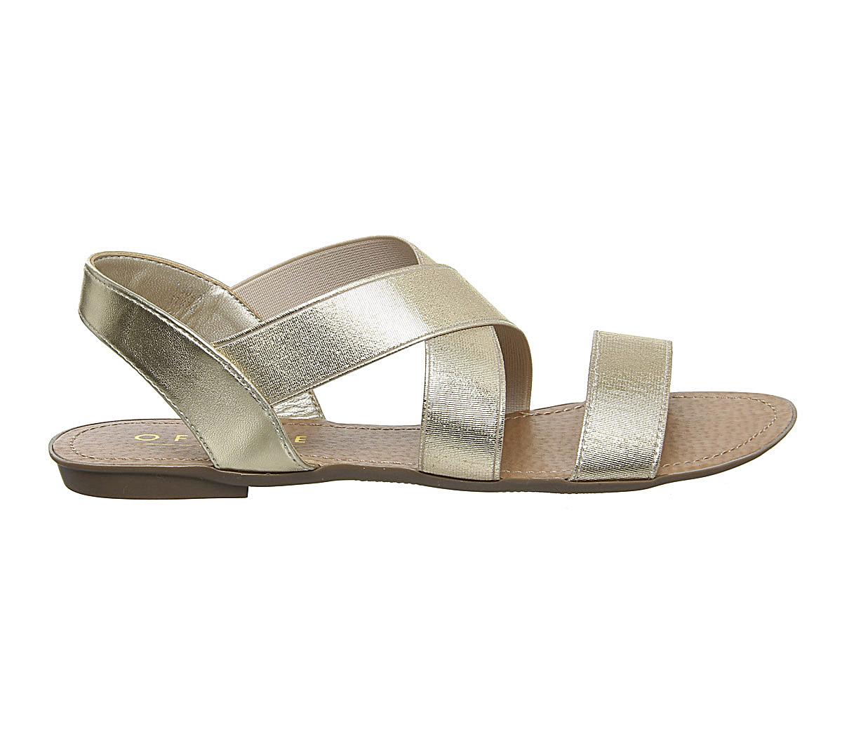 OFFICE Orbit Elastic Strap Sandals Gold Glitter Elastic Women’s Sandals