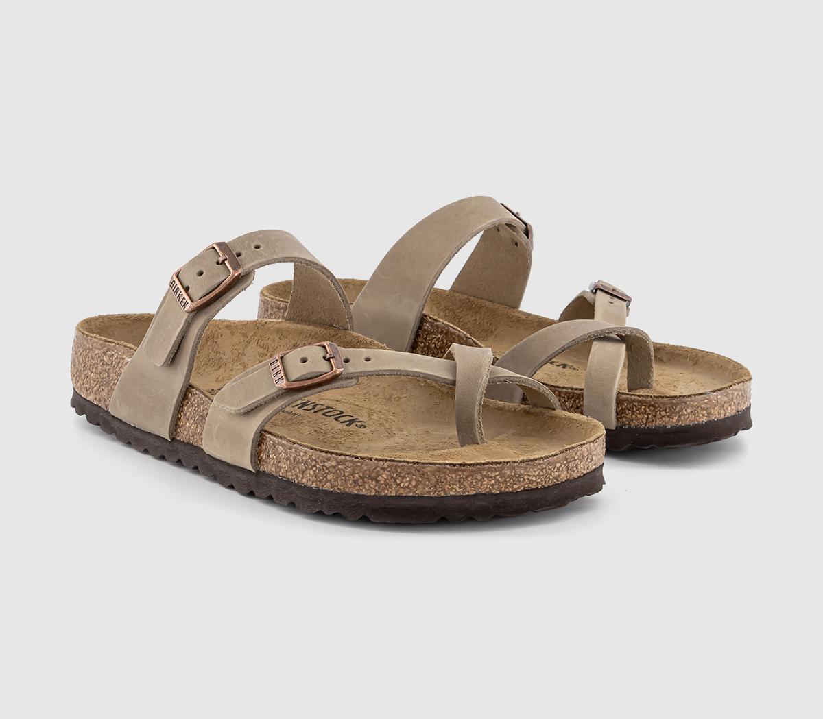 Birkenstock Womens Mayari Cross Strap Sandals Oiled Leather Tobacco Brown, 3