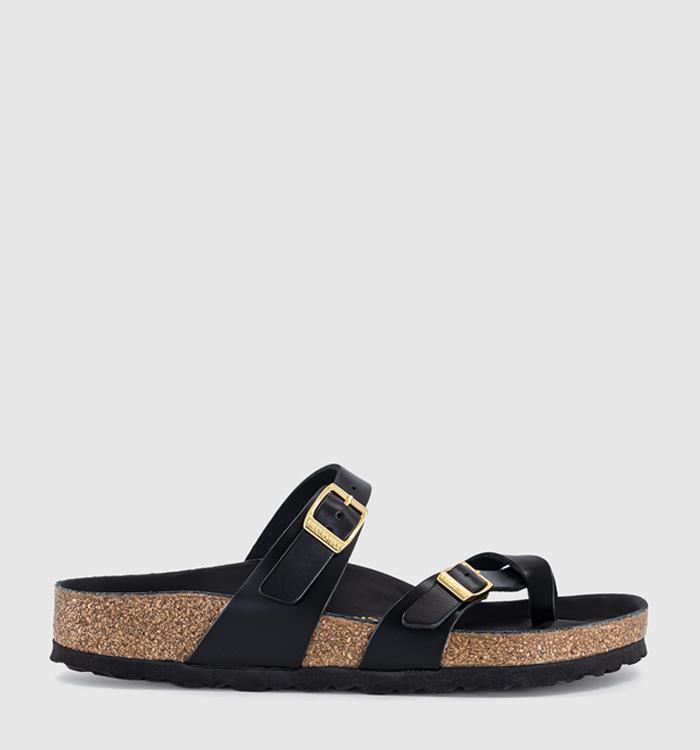 BIRKENSTOCK Mayari Cross Strap Sandals Black Amalfi Leather