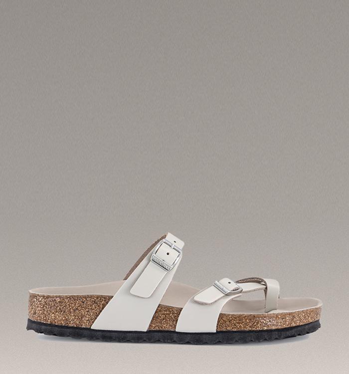BIRKENSTOCK Mayari Cross Strap Sandals Oyster Amalfi Leather