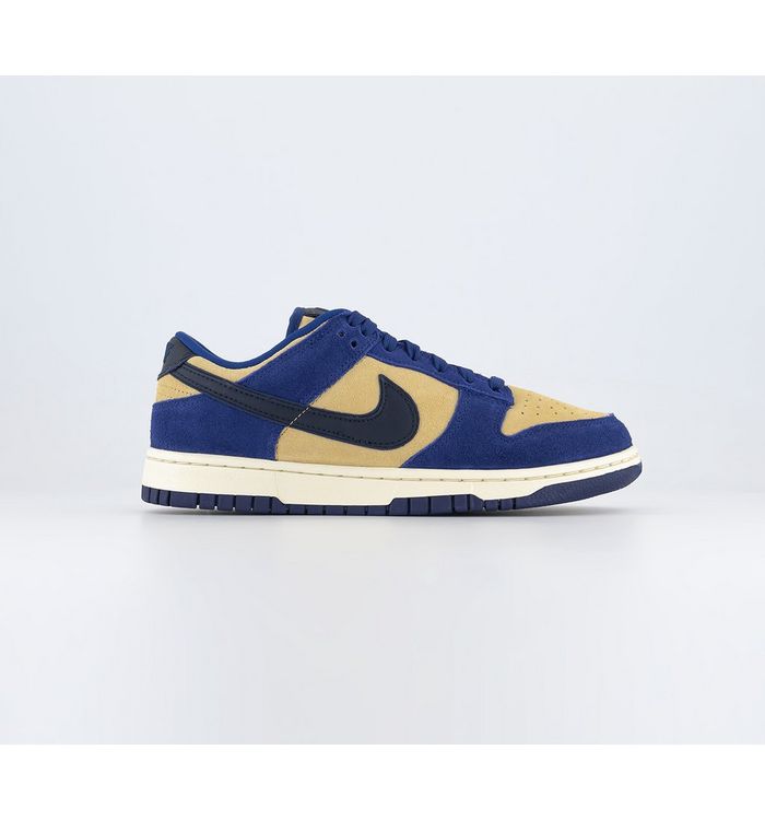 Nike Dunk Low Trainers Deep Royal Blue Dark Obsidian Sesame Midnight Navy Suede