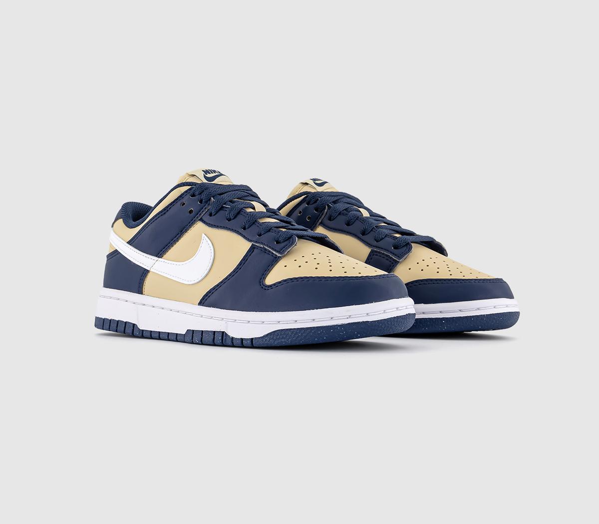 Nike Womens Dunk Low Trainers Midnight Navy White Team Gold Blue, 8