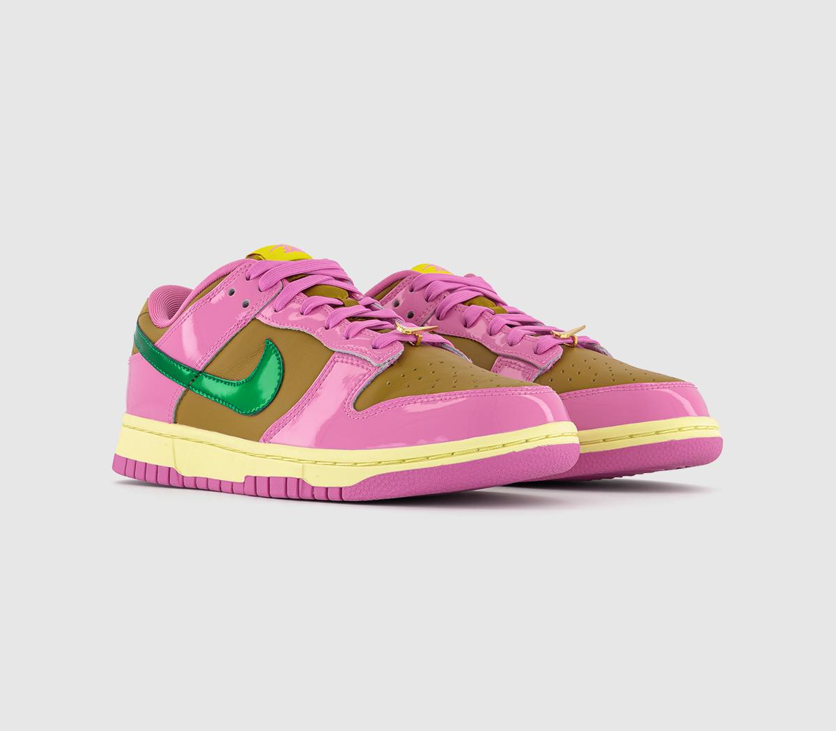 Nike Womens Dunk Low Trainers Playful Pink Multi Color Bronzine, 9