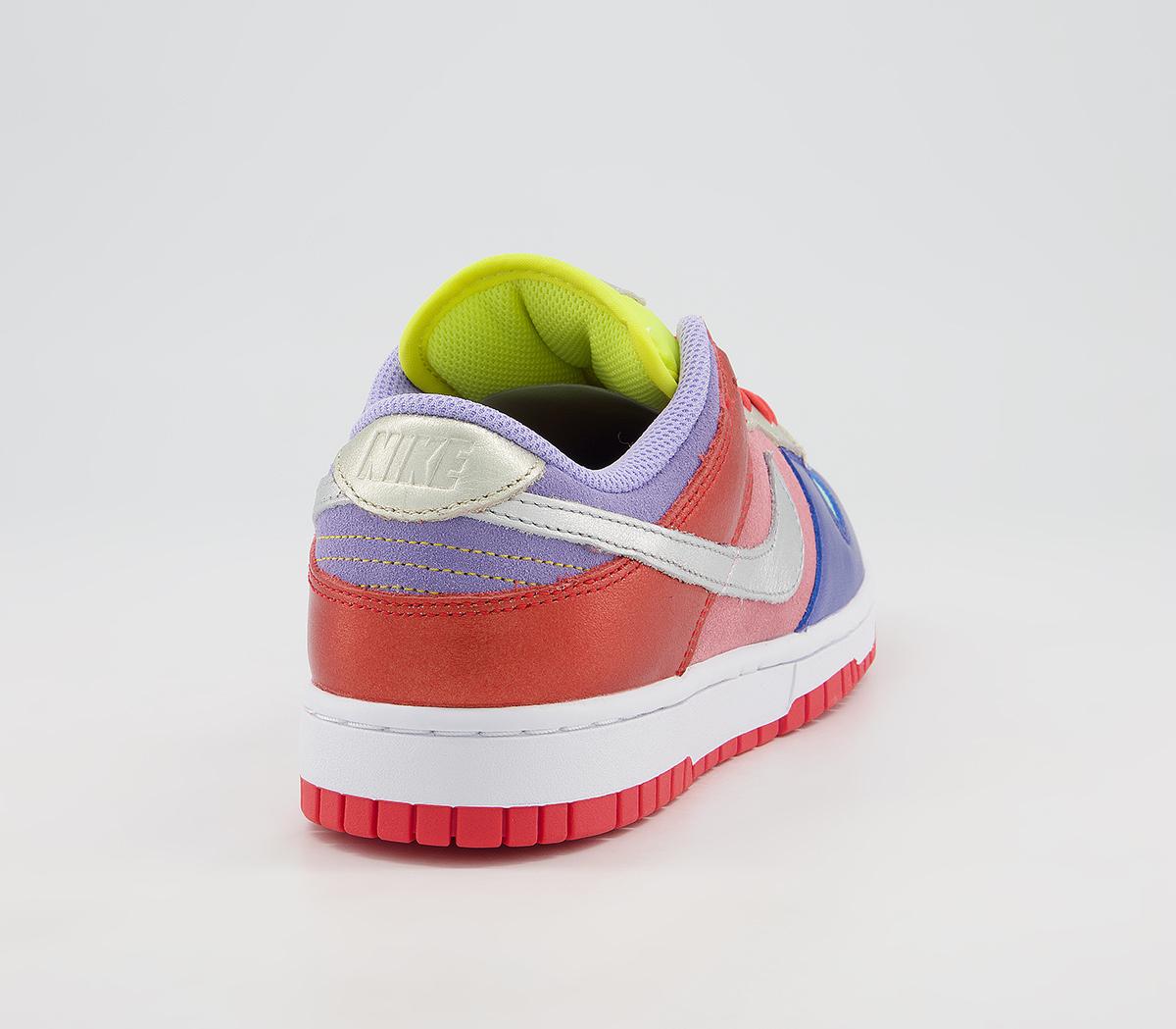 NikeDunk Low TrainersSunset Silver Purple Green Chile Red