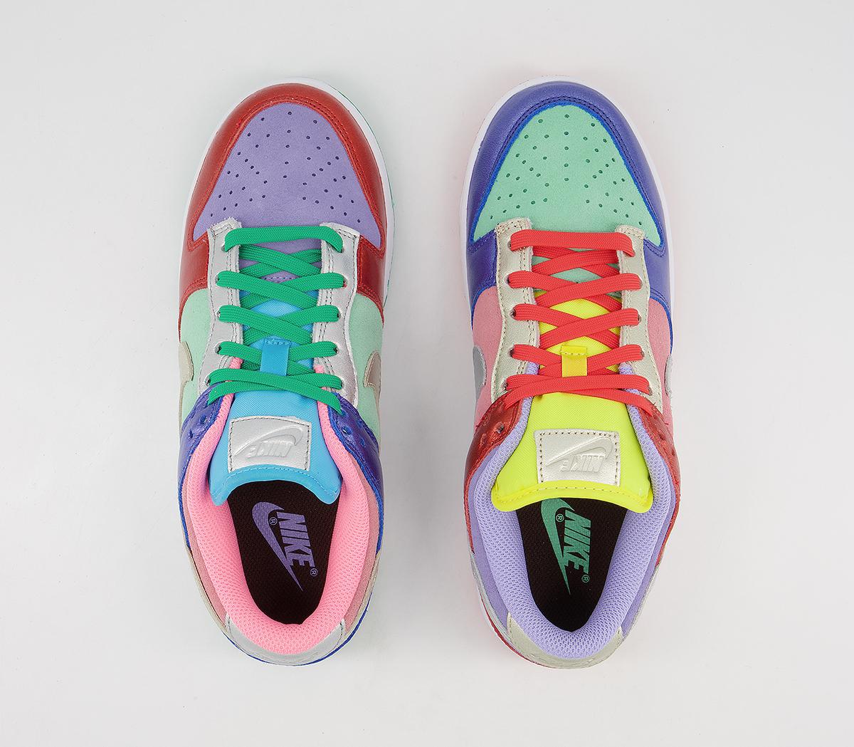 NikeDunk Low TrainersSunset Silver Purple Green Chile Red