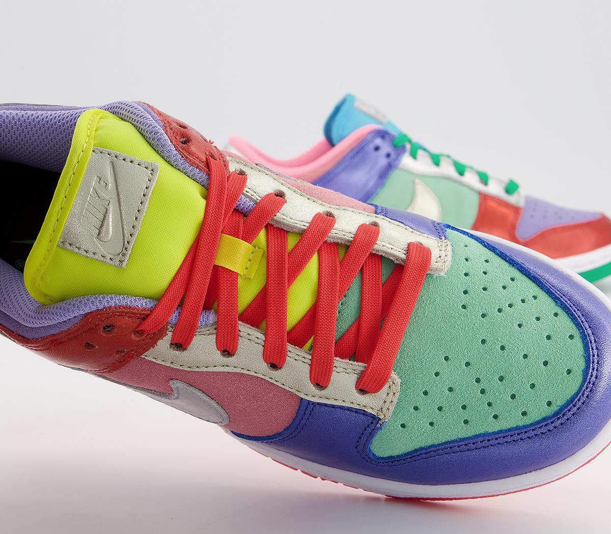 NikeDunk Low TrainersSunset Silver Purple Green Chile Red