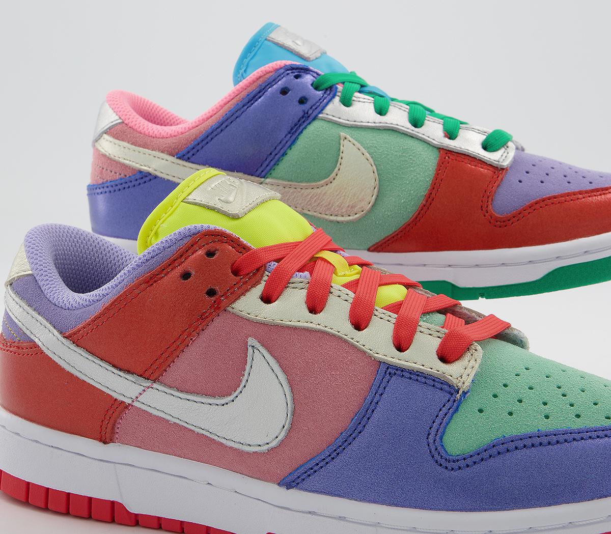 NikeDunk Low TrainersSunset Silver Purple Green Chile Red