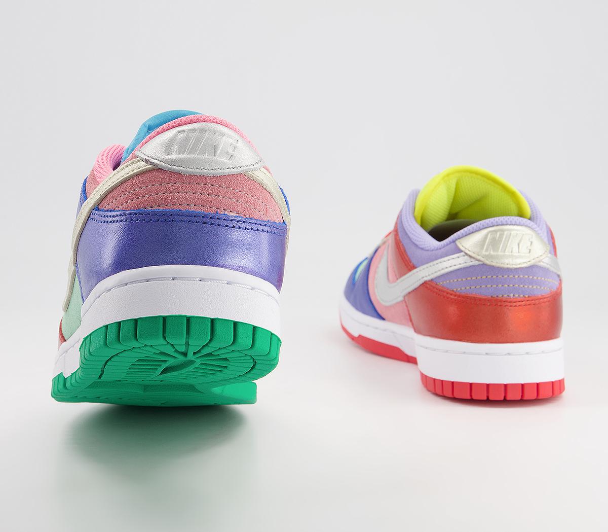 NikeDunk Low TrainersSunset Silver Purple Green Chile Red