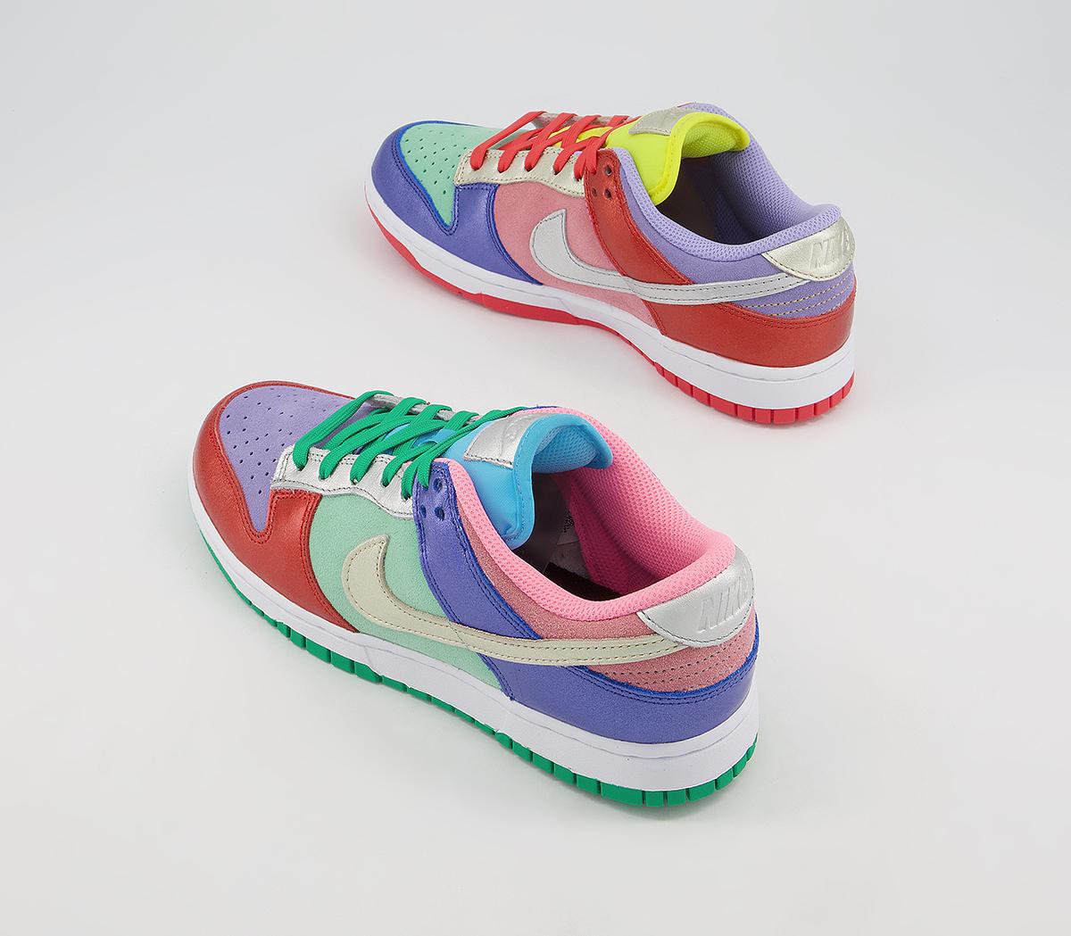 NikeDunk Low TrainersSunset Silver Purple Green Chile Red