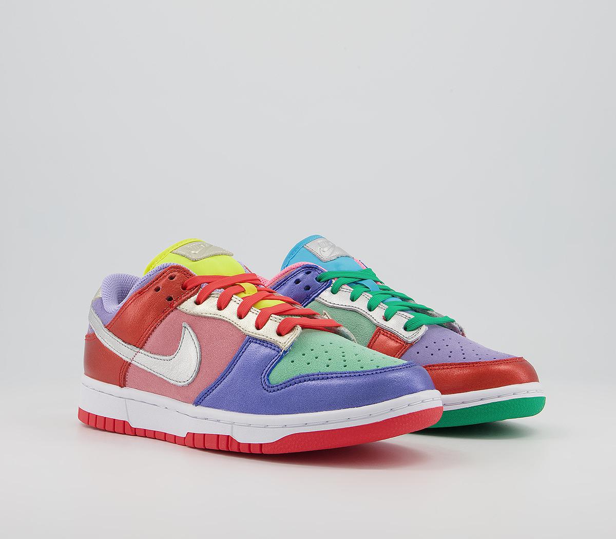 NikeDunk Low TrainersSunset Silver Purple Green Chile Red
