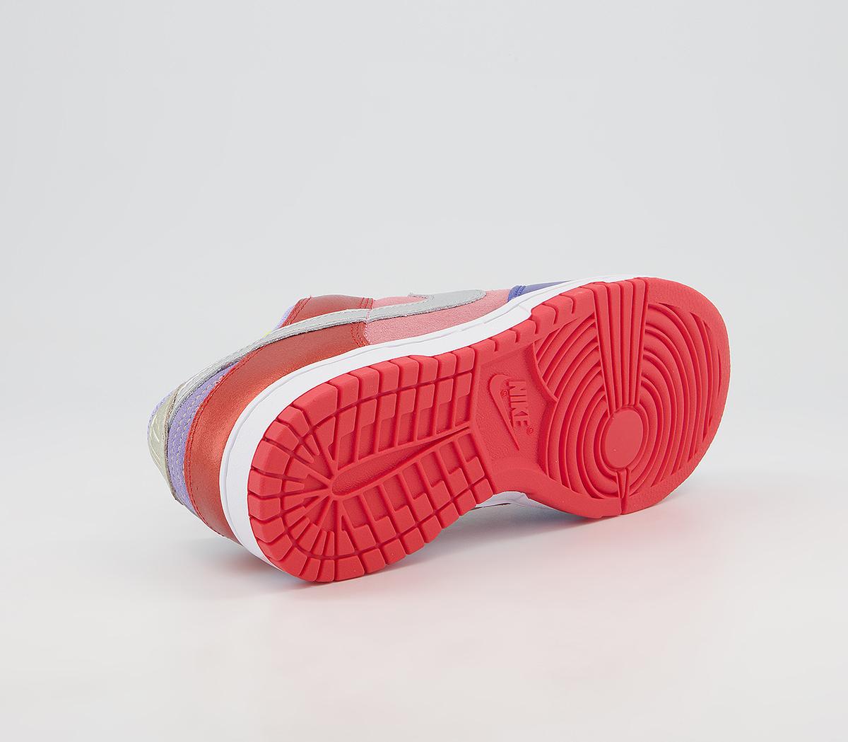 NikeDunk Low TrainersSunset Silver Purple Green Chile Red