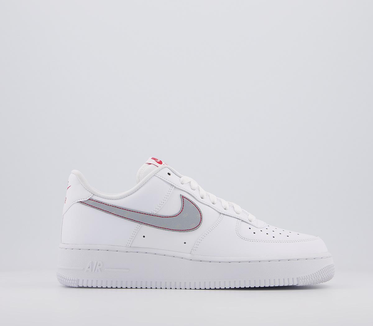NikeAir Force 1 TrainersWhite Silver Anthracite University Red