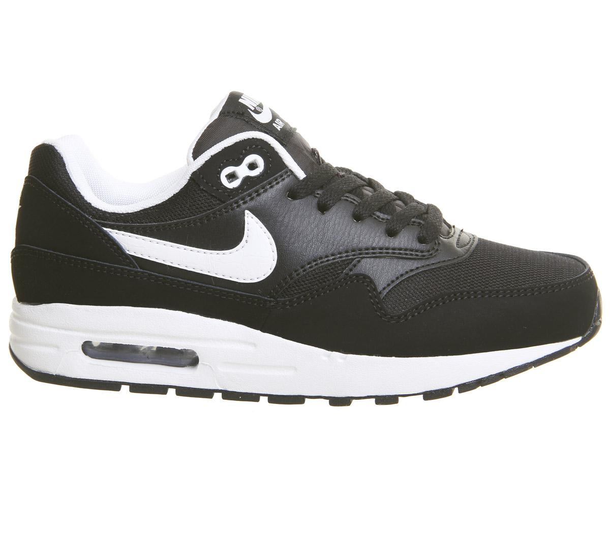 NikeAir Max 1 TrainersBlack White Gs