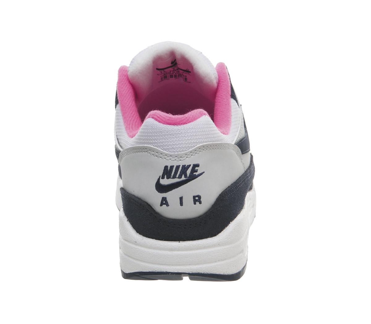 NikeAir Max 1White Midnight Navy Pure Platinum Racer Pink F