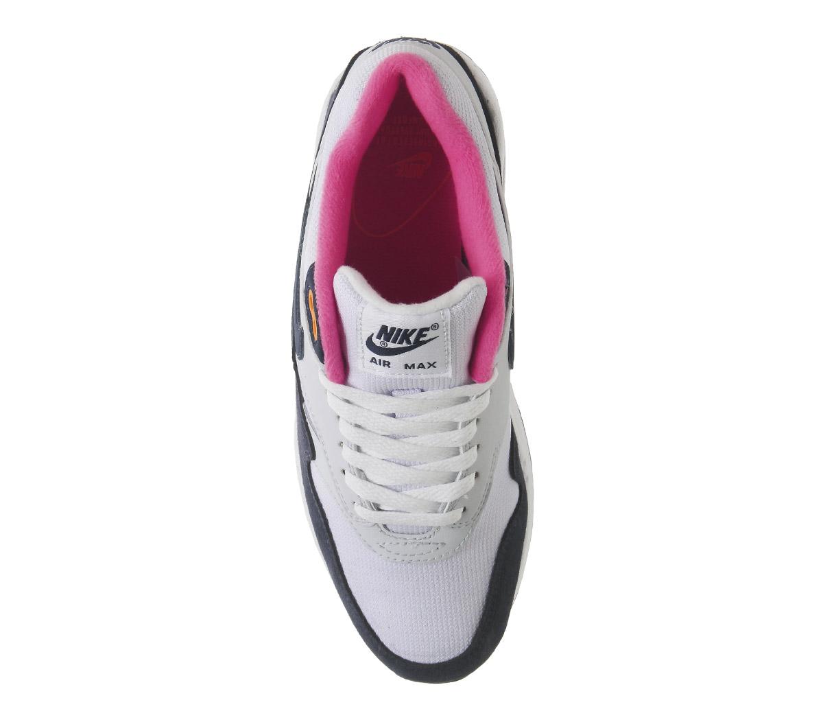 NikeAir Max 1White Midnight Navy Pure Platinum Racer Pink F