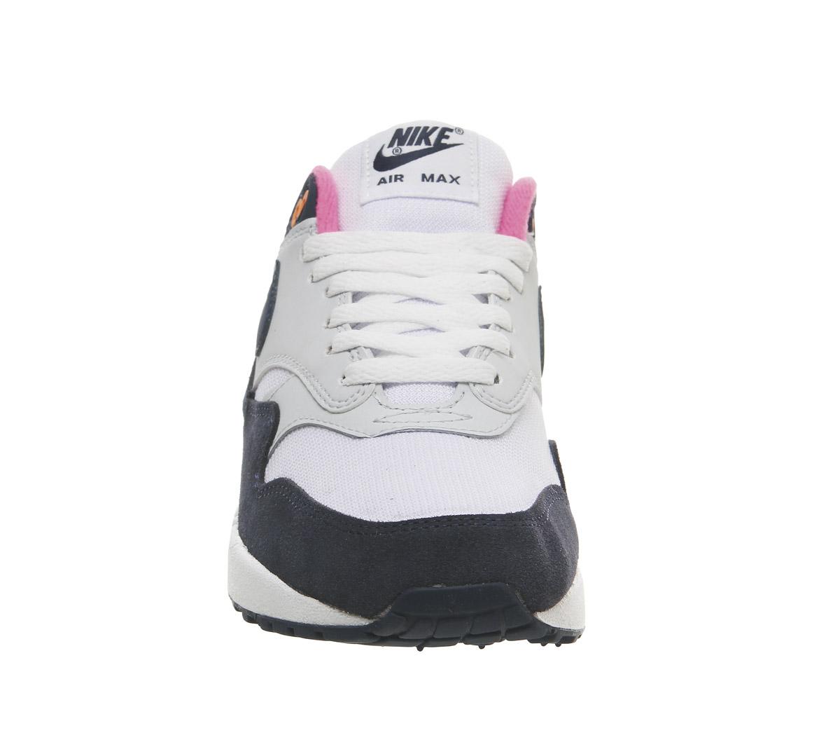 NikeAir Max 1White Midnight Navy Pure Platinum Racer Pink F