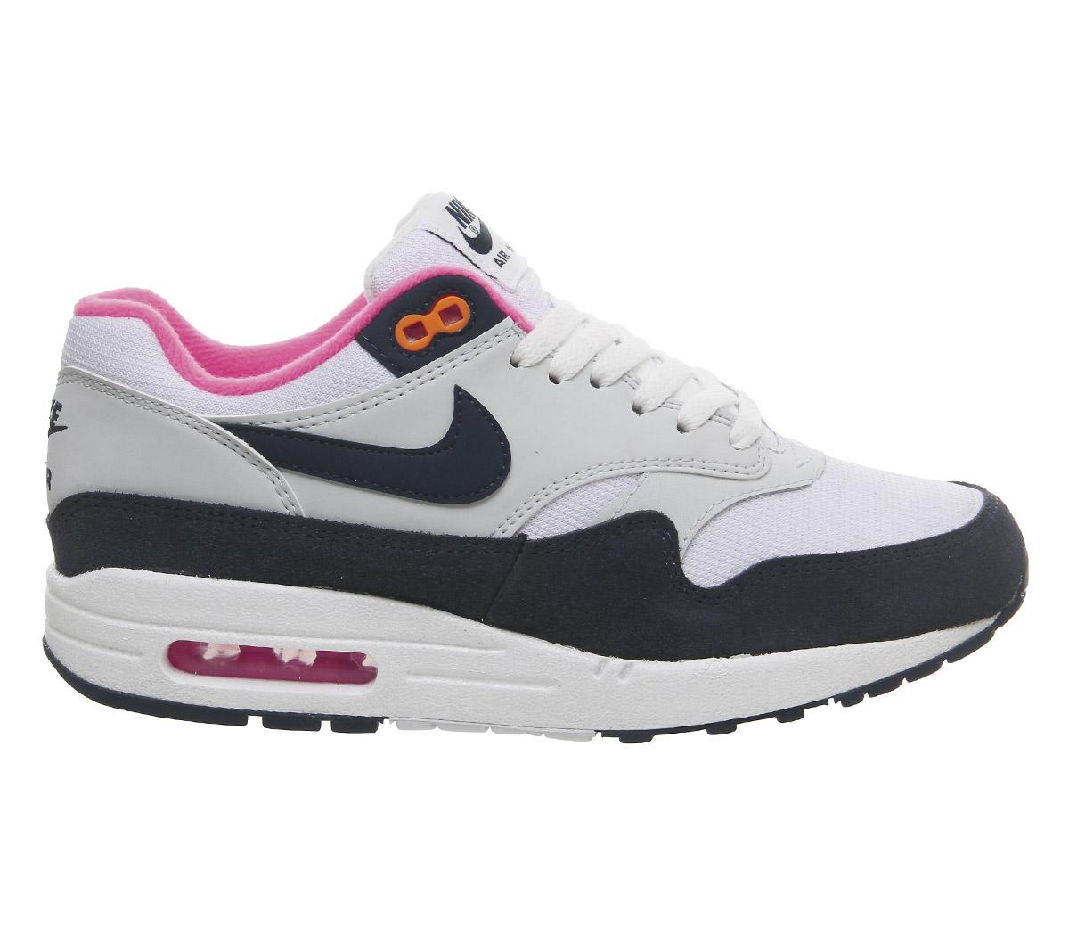 NikeAir Max 1White Midnight Navy Pure Platinum Racer Pink F