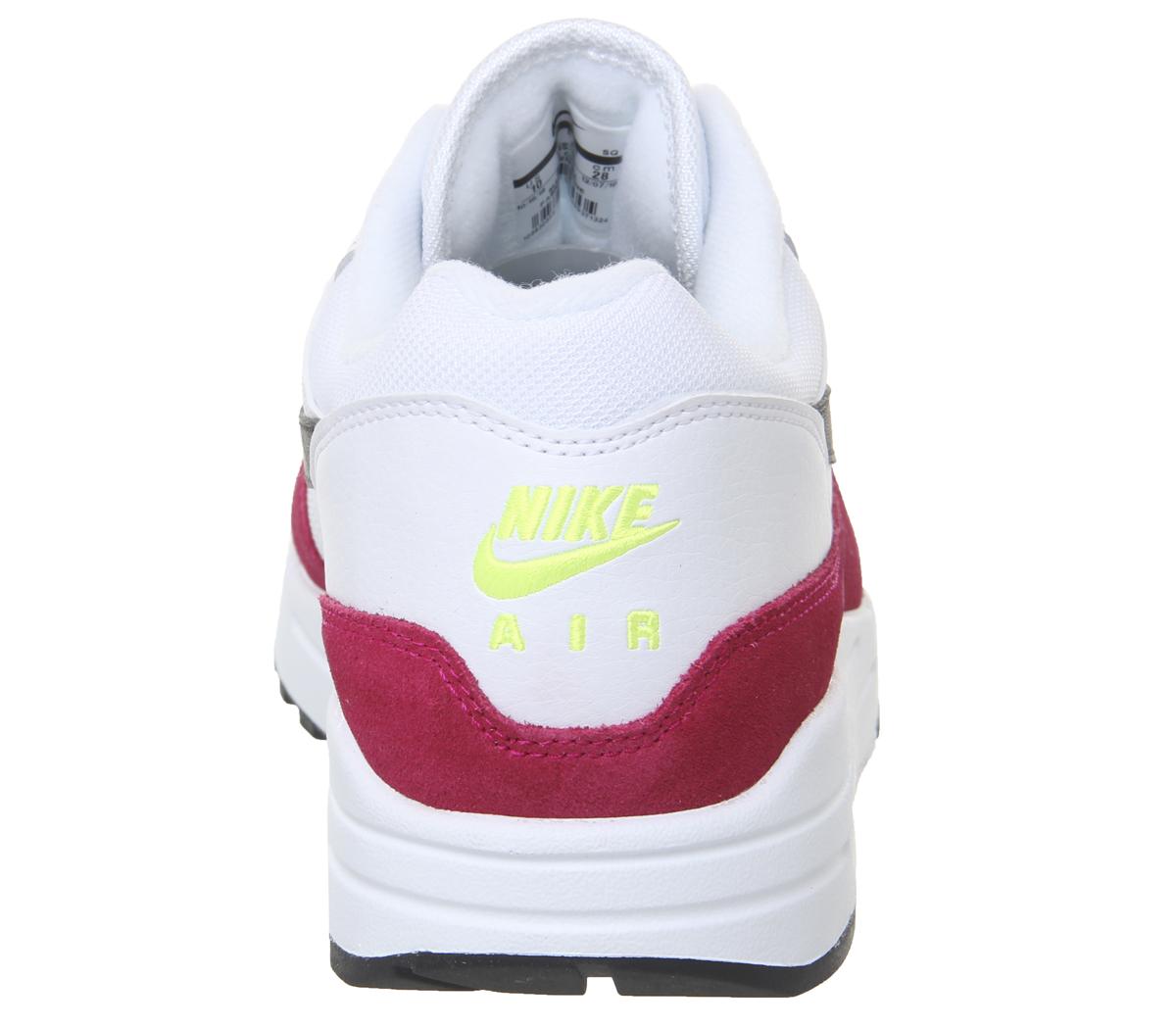 NikeAir Max 1White Black Volt Rush Pink