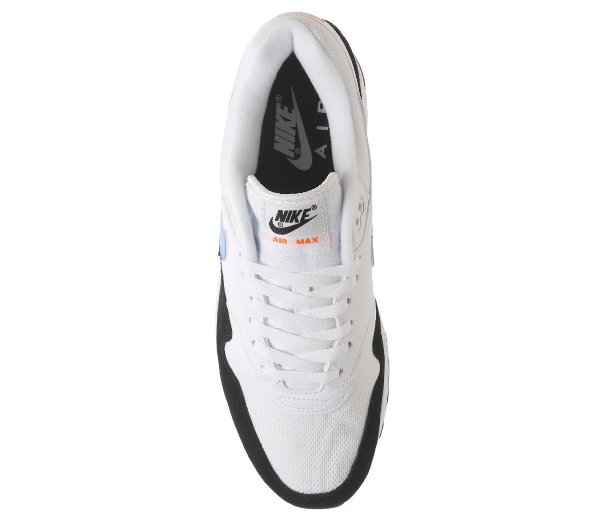 NikeAir Max 1White Photo Blue Total Orange Black