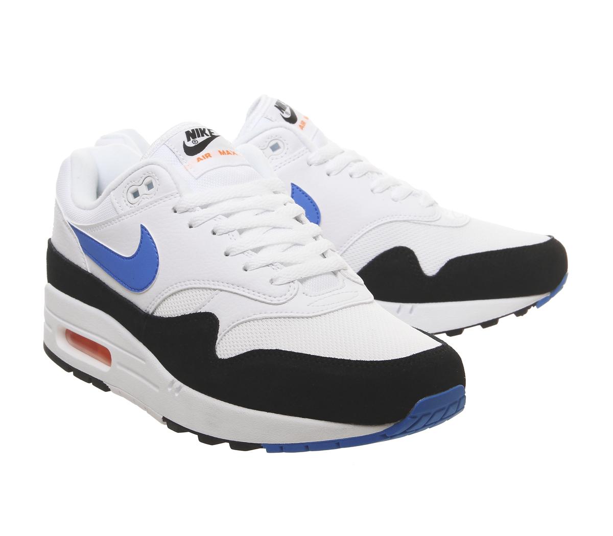 NikeAir Max 1White Photo Blue Total Orange Black