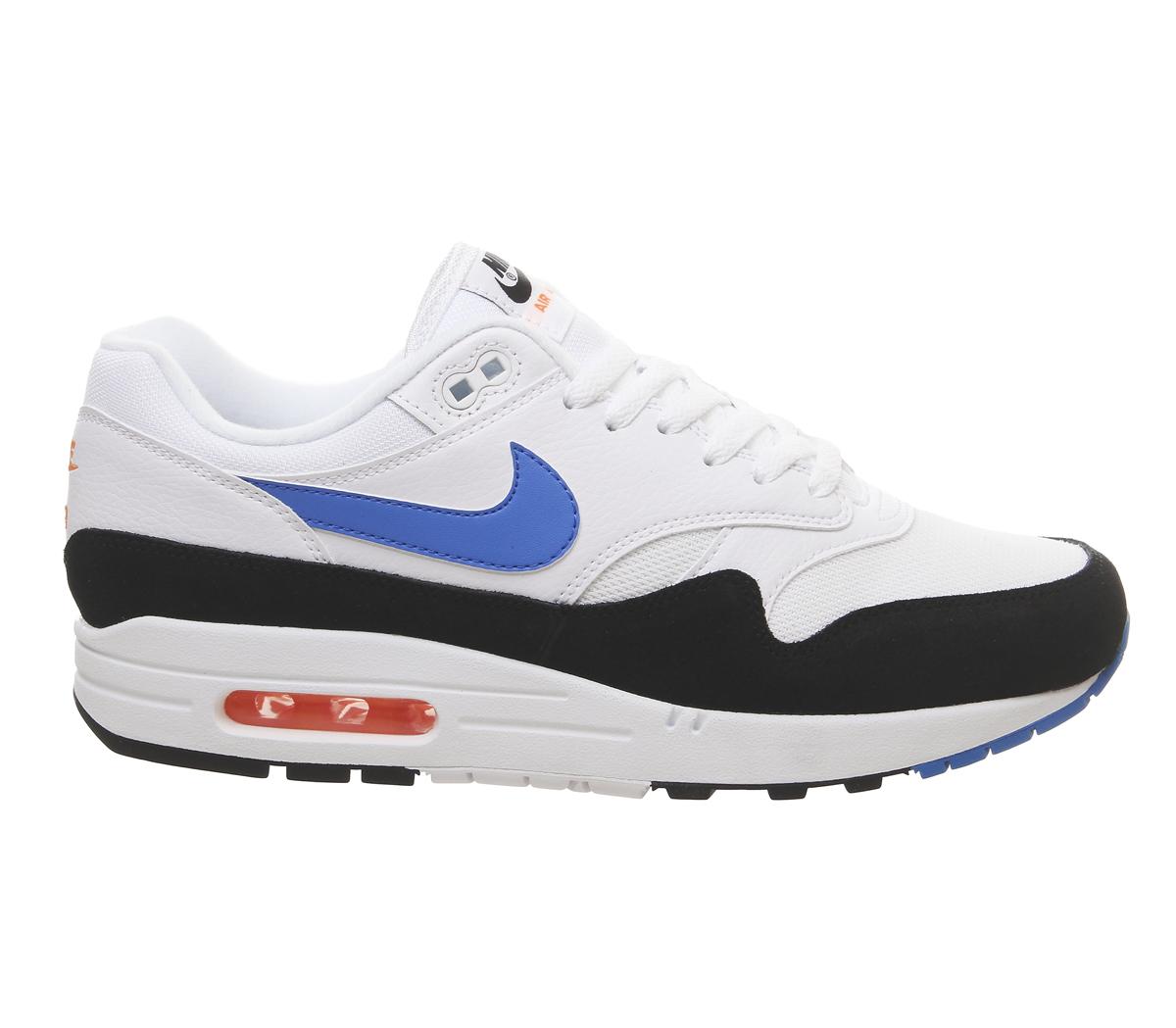 NikeAir Max 1White Photo Blue Total Orange Black