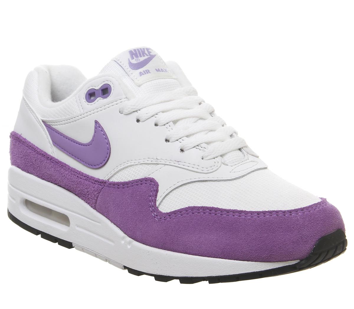 purple and white air max 1