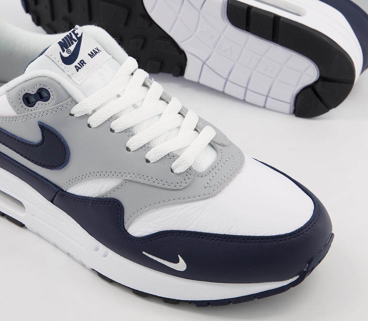 nike air max 1 trainers white obsidian wolf grey black